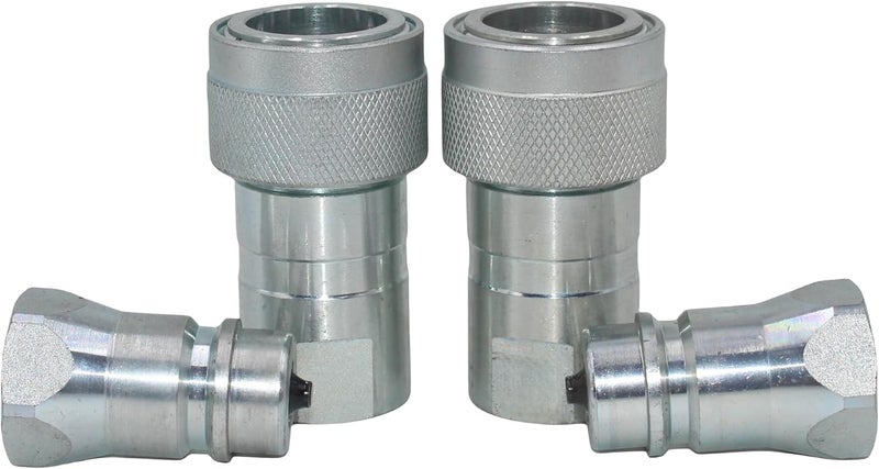 BLUEAGLE 1/2'' Ag Hydraulic Quick Connect Tractor Couplers with Dust Caps,Poppet Valve Pioneer Style ISO 5675 Hydraulic Quick Coupler - Image 4